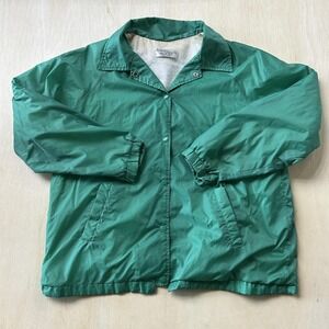 Vintage Current Seen Jacket Mens Large Green Snap Windbreaker Lined Lightweight